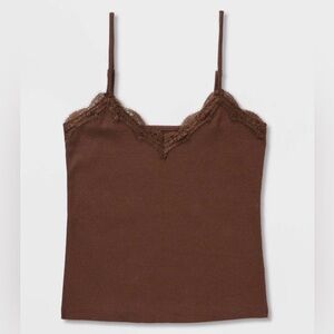 A New Day Ribbed V-Neck Lace Cami Top